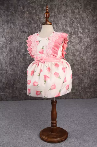 Flower print pink dress