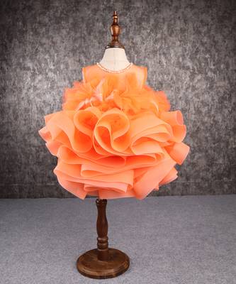 Orange feather dress 1