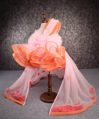 Orange pink falling petals dress 3