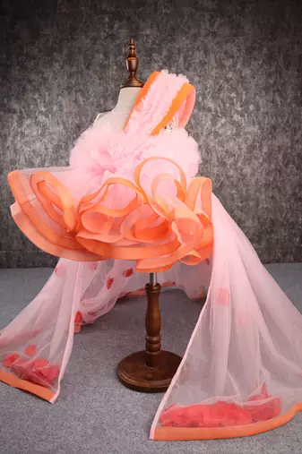 Orange pink falling petals dress
