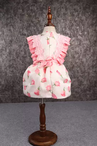 Flower print pink dress