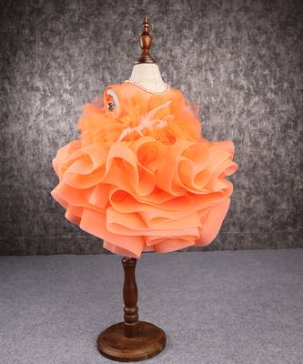 Orange feather dress 2