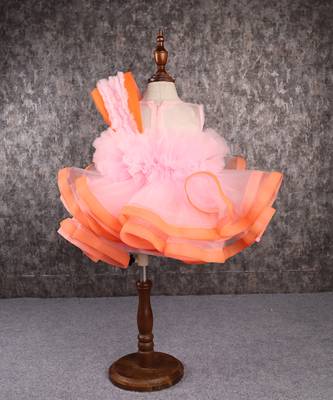Orange pink falling petals dress 5