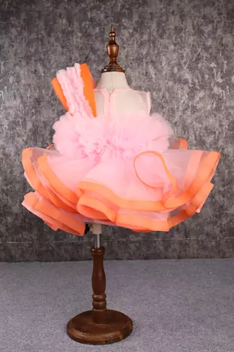Orange pink falling petals dress
