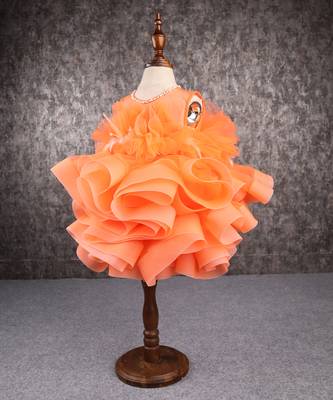 Orange feather dress 3