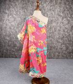 Multi print one shoulder kaftan