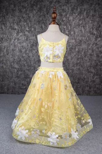 Yellow white beautiful lehenga set