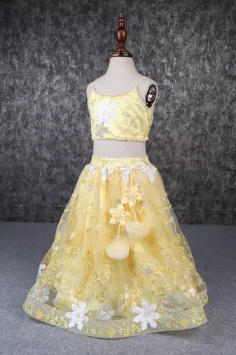 Yellow white beautiful lehenga set