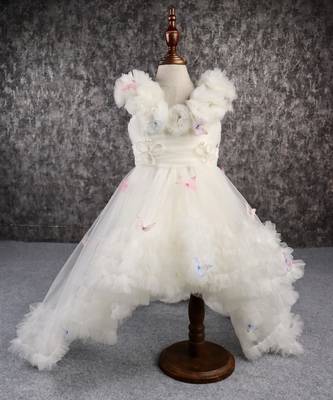 Butterfly net off white trail dress with matching bow hair clip 1