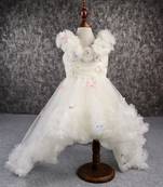 Butterfly net off white trail dress with matching bow hair clip