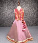 Gota lace detail brocade top and lehenga set
