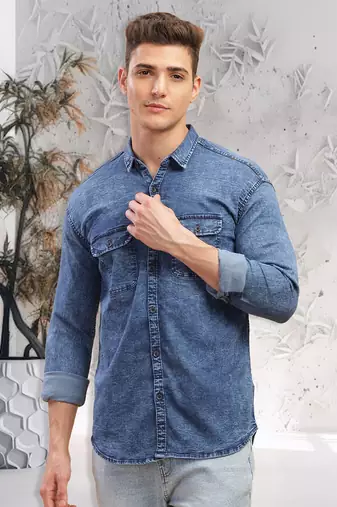 Kuons avenue men's slim fit casual denim shirt | denim shirt for men