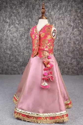 Gota lace detail brocade top and lehenga set