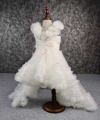 Butterfly net off white trail dress with matching bow hair clip 2