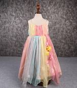 Sequins embroidered multicolour spaghetti strap anarkali