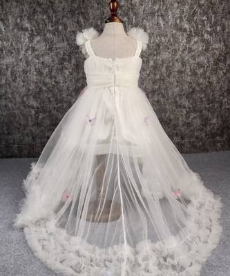 Butterfly net off white trail dress with matching bow hair clip 3