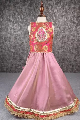 Gota lace detail brocade top and lehenga set