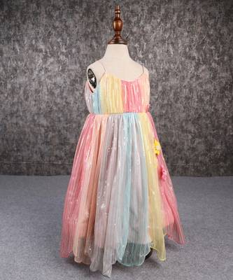 Sequins embroidered multicolour spaghetti strap anarkali 4