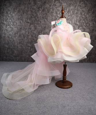 Rainbow shaded stone embellished dress with detachable trail 2