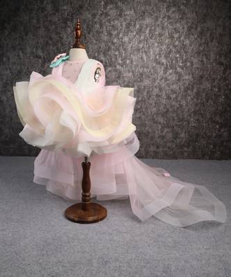 Rainbow shaded stone embellished dress with detachable trail 3