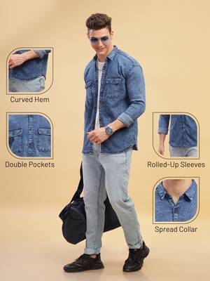 Kuons avenue men's slim fit casual denim shirt | denim shirt for men 3
