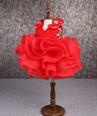 Stylish ruffle net red dress 2