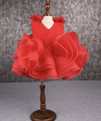 Stylish ruffle net red dress 3