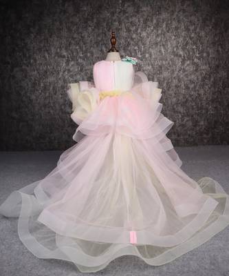 Rainbow shaded stone embellished dress with detachable trail 5