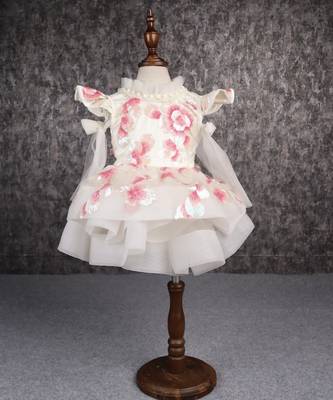 Exquisite sequined off white dress with back knot 1