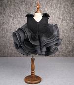 Stylish ruffle net black dress