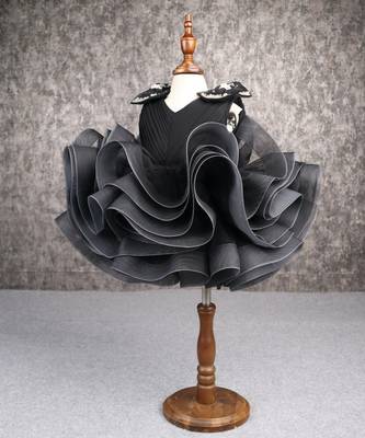 Stylish ruffle net black dress 2