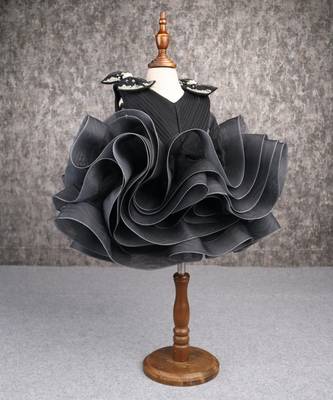Stylish ruffle net black dress 3