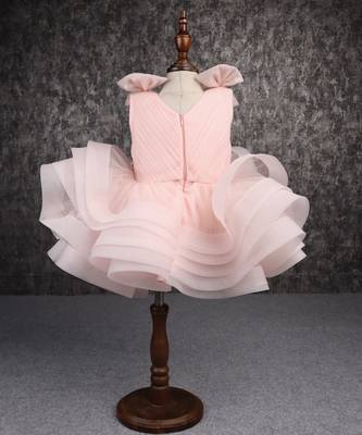 Stylish ruffle net peach dress 3