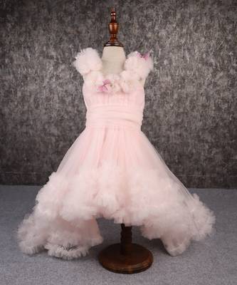 Butterfly adorned pink trail gown 1