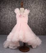 Butterfly adorned pink trail gown