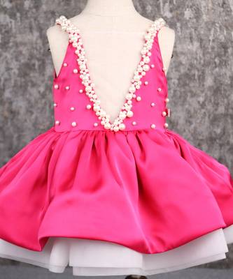 Exquisite magenta dress with detachable bow 2