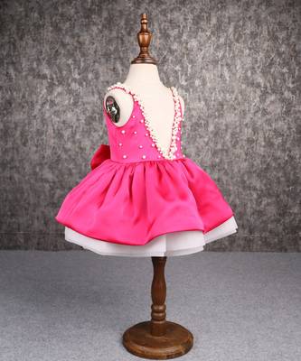 Exquisite magenta dress with detachable bow 3