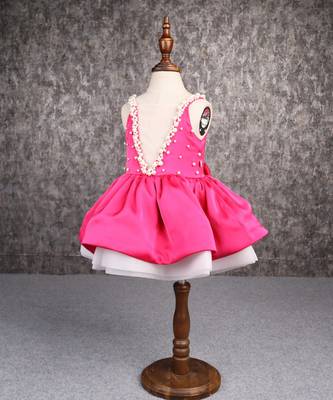 Exquisite magenta dress with detachable bow 4