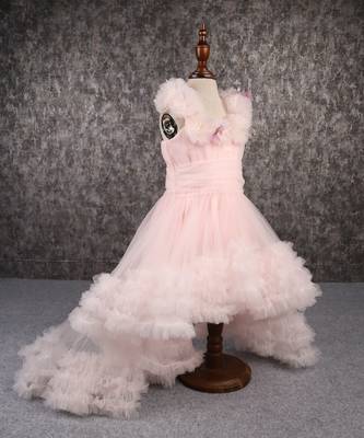 Butterfly adorned pink trail gown 3