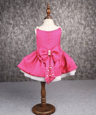 Exquisite magenta dress with detachable bow 5
