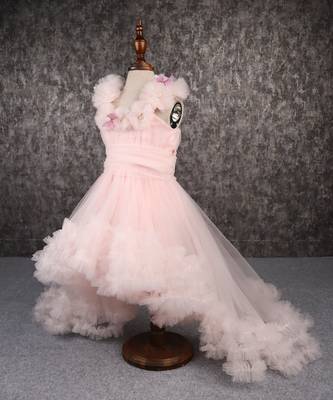 Butterfly adorned pink trail gown 4