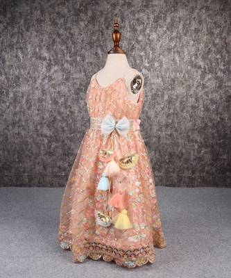 Elegant embroidered multicolour spaghetti strap anarkali gown 3