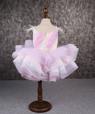 Multi colour stiff hem layered rainbow dress 4