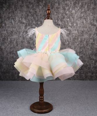 Multi colour stiff hem layered rainbow dress 4