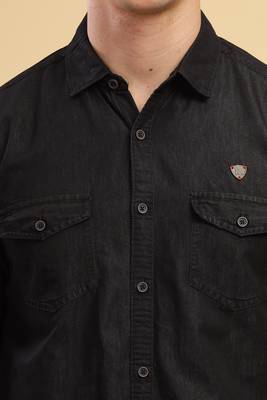 Kuons avenue men's black double pocket denim shirt | denim shirt for men 5