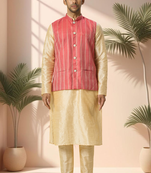 Red jacket kurta for men"s