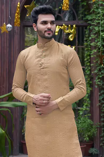 Bansari beige couple set saree with kurta