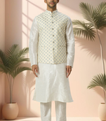 White jacket kurta for men"s