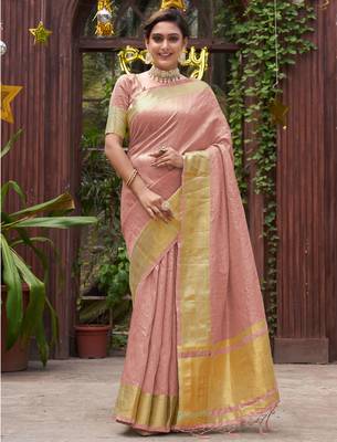 Bansari pink couple set saree with kurta 3