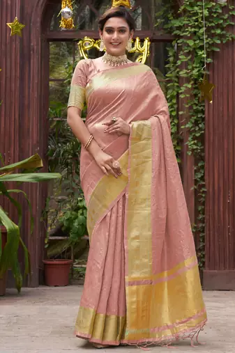 Bansari pink couple set saree with kurta